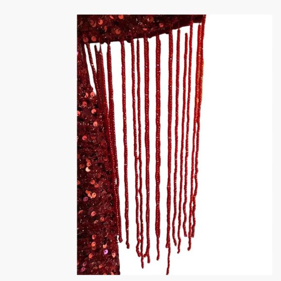 Unbranded Red Sequin Gown with V-Neck Illusion Front and V-Neck Back Size 18 EUC - Picture 8 of 13